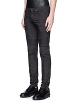 Front View -Click To Enlarge Biker raw denim skinny jeans