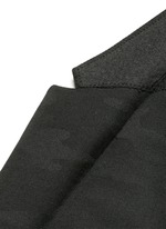 Detail View -Click To Enlarge Bomber sleeve camouflage jacquard blazer