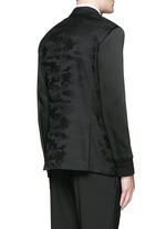 Back View -Click To Enlarge Bomber sleeve camouflage jacquard blazer