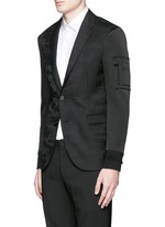 Front View -Click To Enlarge Bomber sleeve camouflage jacquard blazer