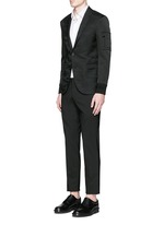 Figure View -Click To Enlarge Bomber sleeve camouflage jacquard blazer