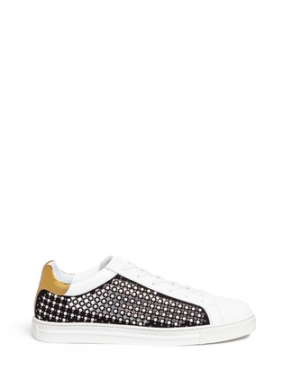 Main View - Click To Enlarge Main View - Click To Enlarge - René Caovilla - Faux pearl strass embellished cutout suede sneakers