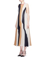 Front View -Click To Enlarge 'Rebecca' colourblock silk seersucker midi dress