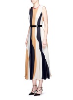 Figure View -Click To Enlarge 'Rebecca' colourblock silk seersucker midi dress