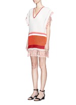 Front View -Click To Enlarge 'Kidan' stripe waffle knit cover-up