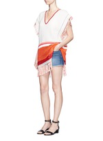 Figure View -Click To Enlarge 'Kidan' stripe waffle knit cover-up