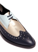 Detail View -Click To Enlarge 'Xalma' metallic vamp colourblock leather Derbies
