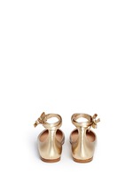 Back View -Click To Enlarge 'Carla' ankle tie metallic leather ballerina flats