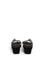 Back View -Click To Enlarge 'Black Swan' crystal flower wedge flip flops