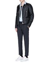 Figure View -Click To Enlarge Vintage shearling leather biker jacket