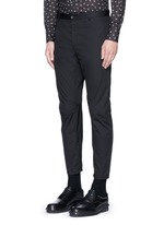 Front View -Click To Enlarge Slim fit cotton gabardine biker pants