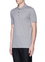 Front View -Click To Enlarge Slim fit ribbon shoulder polo shirt