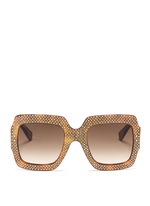 Main View -Click To Enlarge Rhinestone pavé tortoiseshell acetate oversize square sunglasses