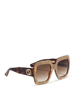 Figure View -Click To Enlarge Rhinestone pavé tortoiseshell acetate oversize square sunglasses