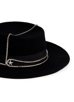 Detail View -Click To Enlarge Embellished star chain wool felt boater hat