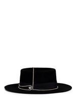 Figure View -Click To Enlarge Embellished star chain wool felt boater hat
