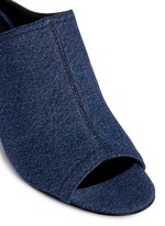 Detail View -Click To Enlarge Open toe denim mules