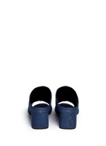 Back View -Click To Enlarge Open toe denim mules