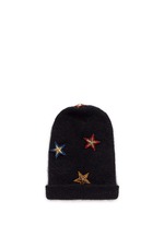 Figure View -Click To Enlarge Crystal pavé star appliqué angora blend knit beanie