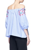 Back View -Click To Enlarge 'Pallas' floral lace appliqué off-shoulder top