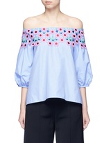Main View -Click To Enlarge 'Pallas' floral lace appliqué off-shoulder top