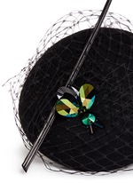 Detail View -Click To Enlarge Crystal embellished veil felt fascinator