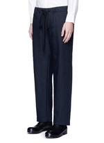 Front View -Click To Enlarge 'Pigiama' drawstring waist herringbone pants