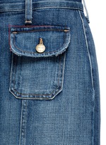 Detail View -Click To Enlarge 'The Sally' raw hem button denim skirt