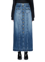 Main View -Click To Enlarge 'The Sally' raw hem button denim skirt