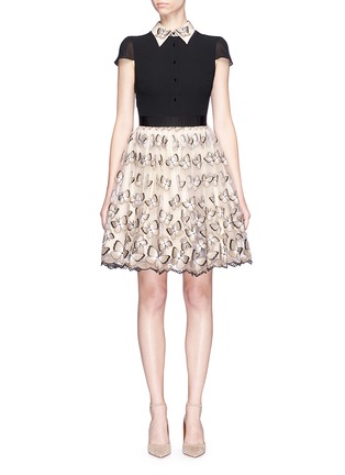 Main View - Click To Enlarge Main View - Click To Enlarge - alice + olivia - 'Dolly' butterfly embroidered colourblock pouf dress