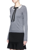 Front View -Click To Enlarge 'Jensyn' strass collar intarsia neck tie wool sweater