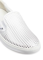 Detail View -Click To Enlarge 'Grove' metallic houndstooth leather skate slip-ons