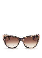 Main View -Click To Enlarge 'Epiphany' metal rim tortoiseshell acetate cat eye sunglasses