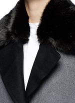Detail View -Click To Enlarge Check ribbon wool-cashmere faux fur coat