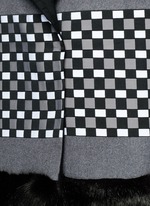 Detail View -Click To Enlarge Check ribbon wool-cashmere faux fur coat