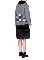 Back View -Click To Enlarge Check ribbon wool-cashmere faux fur coat