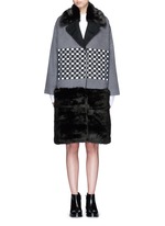 Main View -Click To Enlarge Check ribbon wool-cashmere faux fur coat