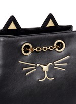 Detail View -Click To Enlarge 'Feline' cat face chain calfskin leather backpack