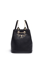 Main View -Click To Enlarge 'Feline' cat face chain calfskin leather backpack