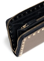 Detail View -Click To Enlarge 'Rockstud' metallic leather zip continental wallet