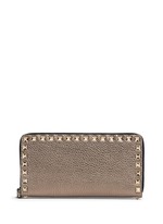 Main View -Click To Enlarge 'Rockstud' metallic leather zip continental wallet