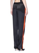 Back View -Click To Enlarge Contrast stripe silk satin pants