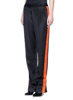 Front View -Click To Enlarge Contrast stripe silk satin pants