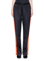 Main View -Click To Enlarge Contrast stripe silk satin pants