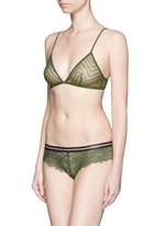 Figure View -Click To Enlarge 'Dragonfly' stripe elastic waist lace boyshorts