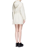 Back View -Click To Enlarge Hooded cotton blend technical caban coat