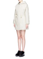 Front View -Click To Enlarge Hooded cotton blend technical caban coat