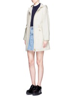 Figure View -Click To Enlarge Hooded cotton blend technical caban coat