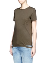 Front View -Click To Enlarge Cutoff hem pocket jersey T-shirt