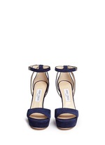 Front View -Click To Enlarge 'Kayden' ankle strap suede platform sandals